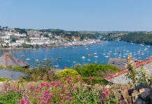 Walk: The Hall Walk around Fowey Boats on Fowey River Cornwall England UK from Polruan